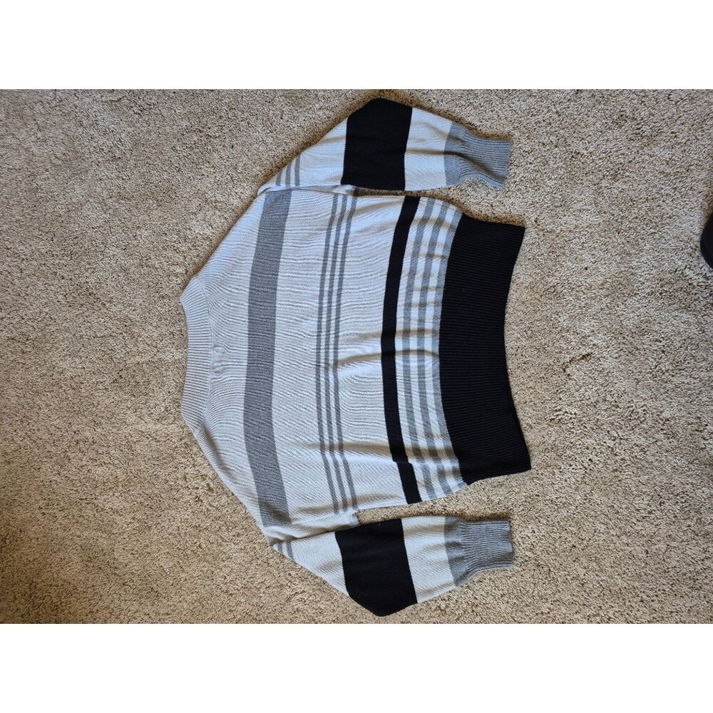 Lucky Brand Women's Pullover Sweater Striped Color Block Size L Gray Black - Picture 5 of 5
